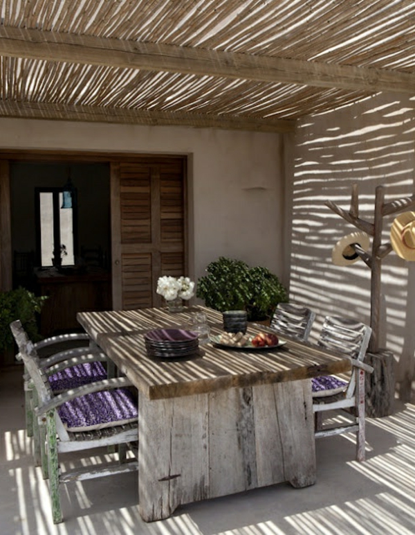 Overdækket terrasse moderne tre glass pergola markis bambus
