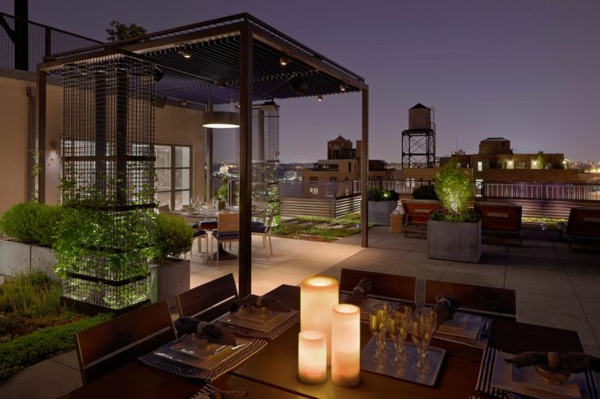 Overdækket terrasse moderne tre glass pergola markise mørkt