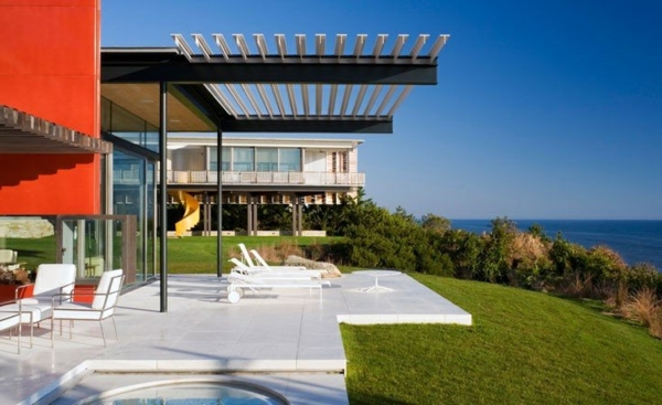 Terrasse moderne tre glass pergola markise hage