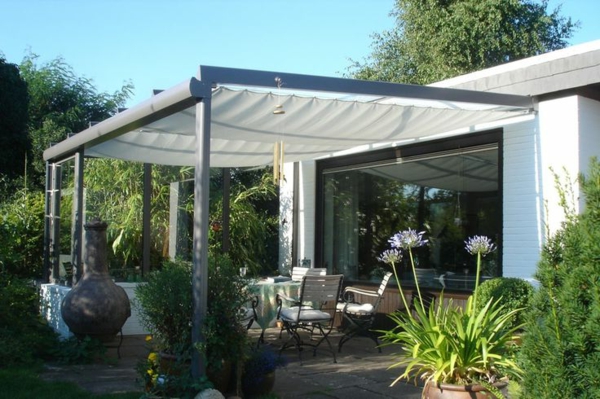 Terrace cover modern wood glass pergola awning lacquered