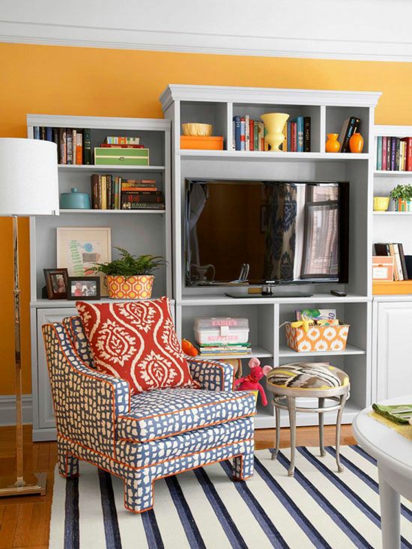 gražus sienų spalvos svetainė apelsinų kambario kiliminė fotelis