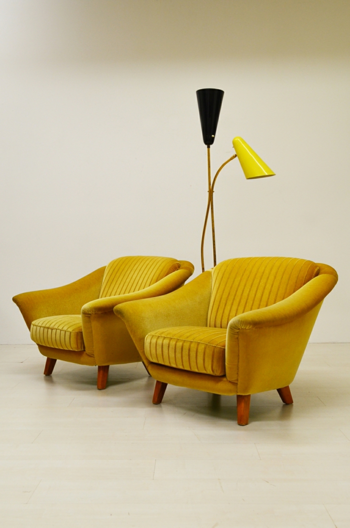 50年代家具黄色扶手椅