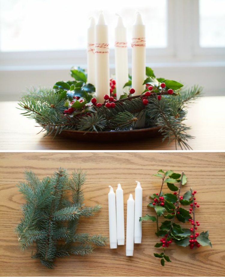 La corona de Adviento en sí misma hace hermosas ideas de decoración de Navidad para hacer su propio