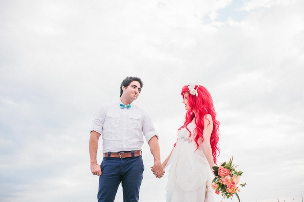 Arielle havfruen bryllup dekoration farver hår