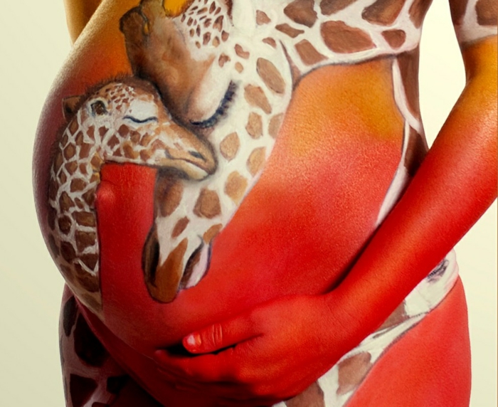 Peinture pour bébé au ventre avec Girafe