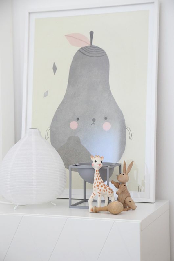 Sala de bebé gris dibujo ejemplos de moda pera espejo de pared