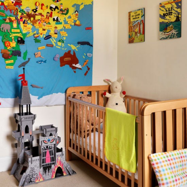 Mapa de habitación de bebé diseño de pared deco ideas lavandería verde