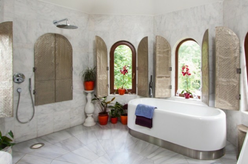 Badkamer Designs in Aziatische stijl plantenpotten-bad