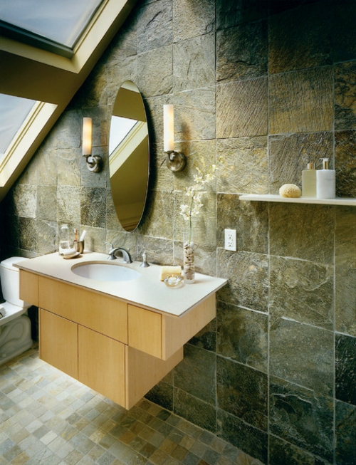Badkamer Designs in Aziatische stijl kabinet onder-sink-ovale spiegel