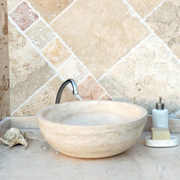 Kylpyhuoneen laatat travertiini laatat kylpyhuone design pesuallas