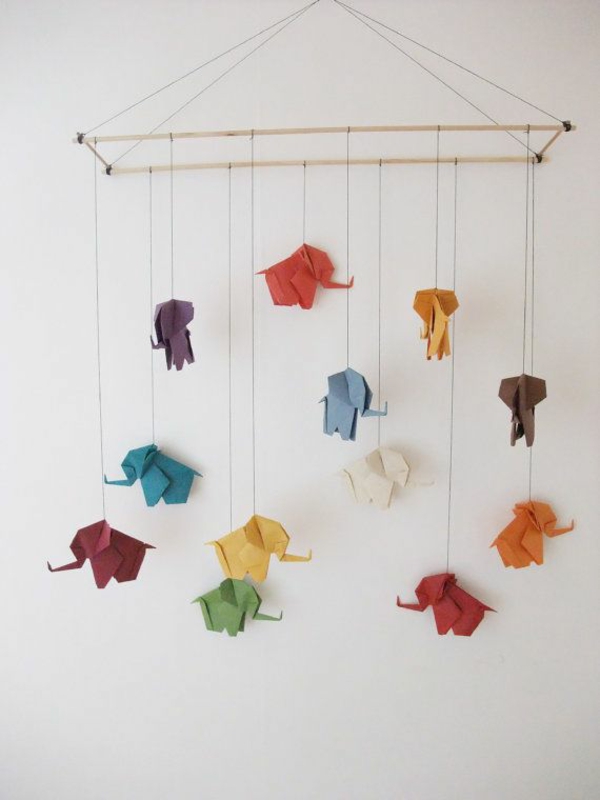 Paper crafting ideer baby mobilee elefanter