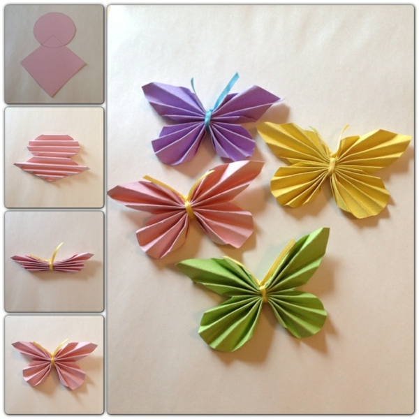 Meno idėjos, pagamintos iš spalvotų popierinių drugelių