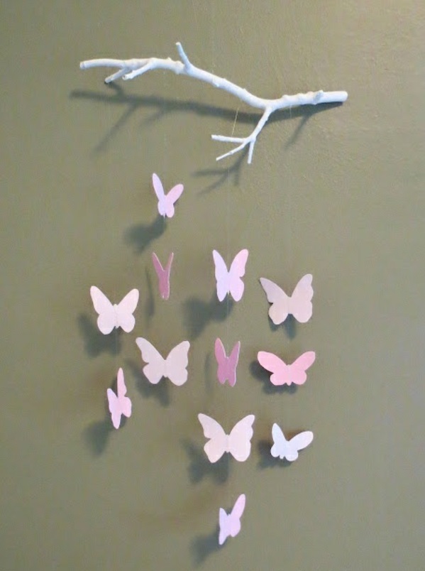 Idei de Craft de fluturi de hârtie roz mov