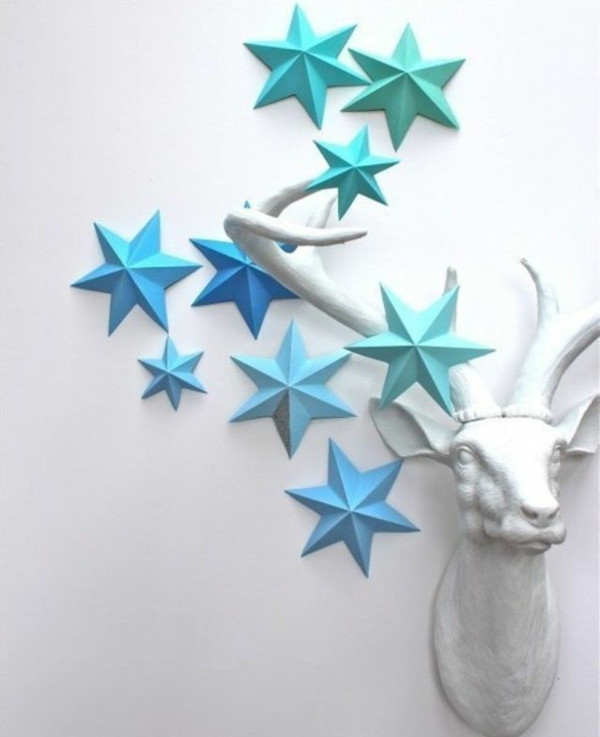 Craft nápady papír hvězdy modrá zelená