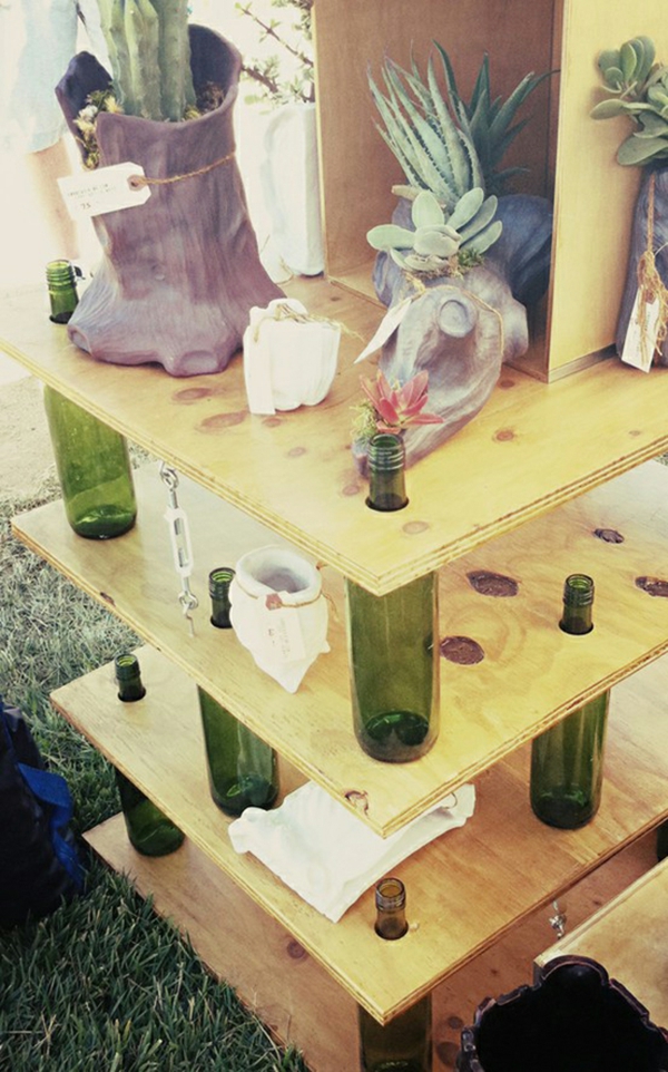 Håndværk ideer til DIY projekter fra vinflasker hylder base