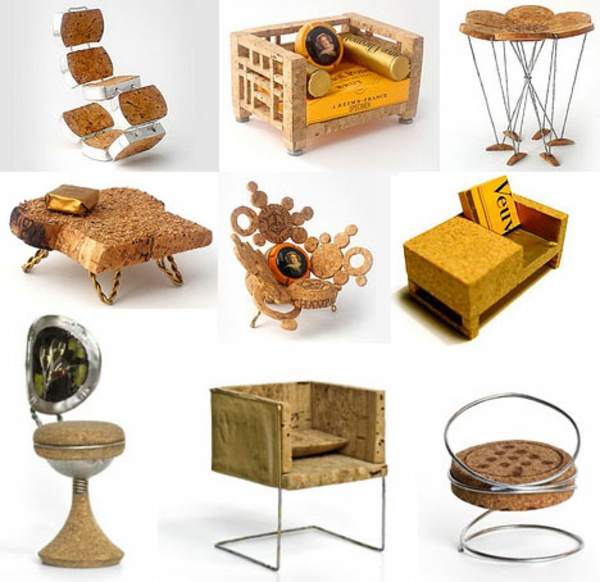 Utforming med Cork utvalg av decoupage møbler stykker