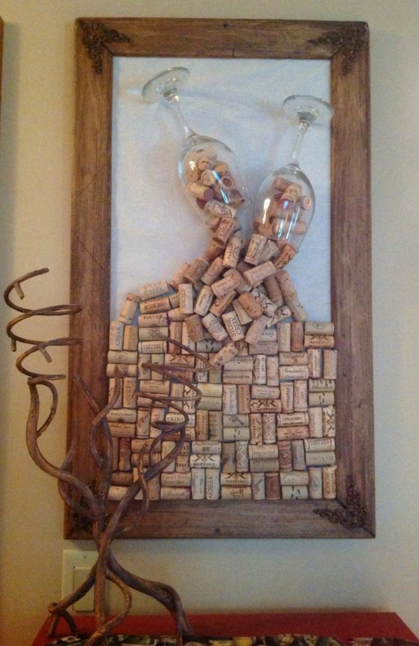 imagen de arte imagen marco copa de vino elaboración con corcho