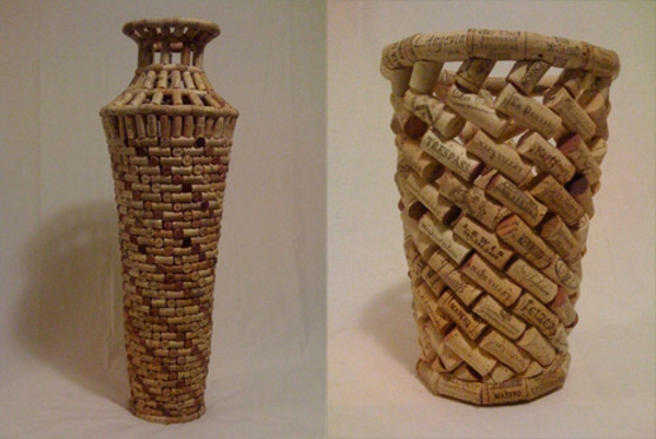 Crafts with cork floor vase art