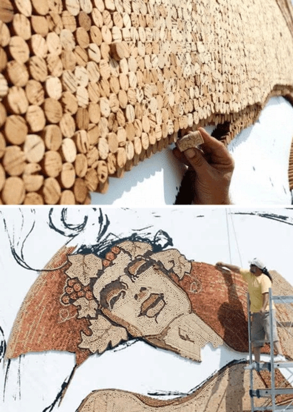 Elaboración del diseño de la pared del corcho enfrenta el arte del arte