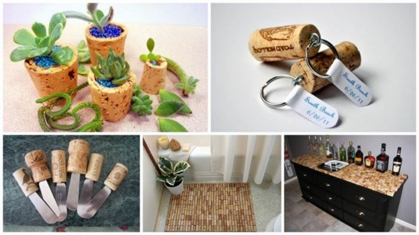 Crafts with corks green think miniature flowers