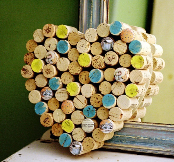 Craft corks heart colorful shape