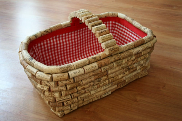 Crafting with cork basket baby