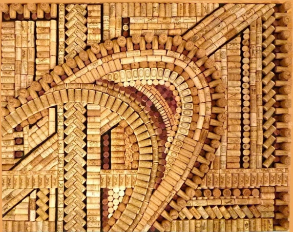 Crafting sturdy natural cork mosaic oak