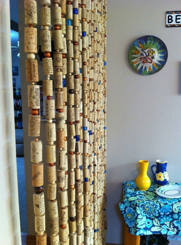 Artizanat cortina cameră cameră ușă divider Cork idee frumos