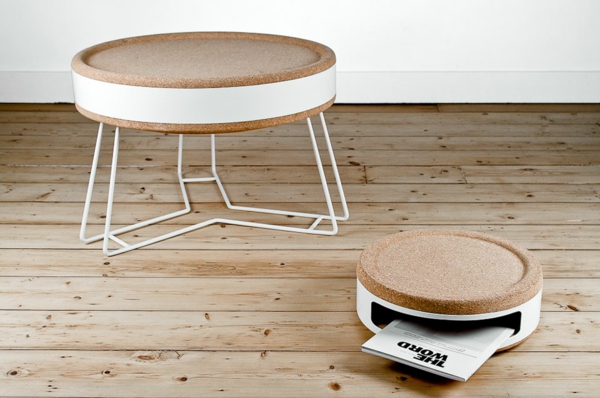 gulv træ rundt kaffebord hvid bord base ramme fæces