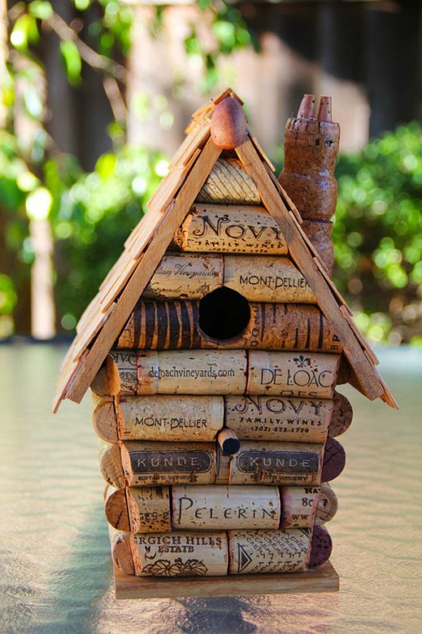 Craft cork bird house wlad fairy tale