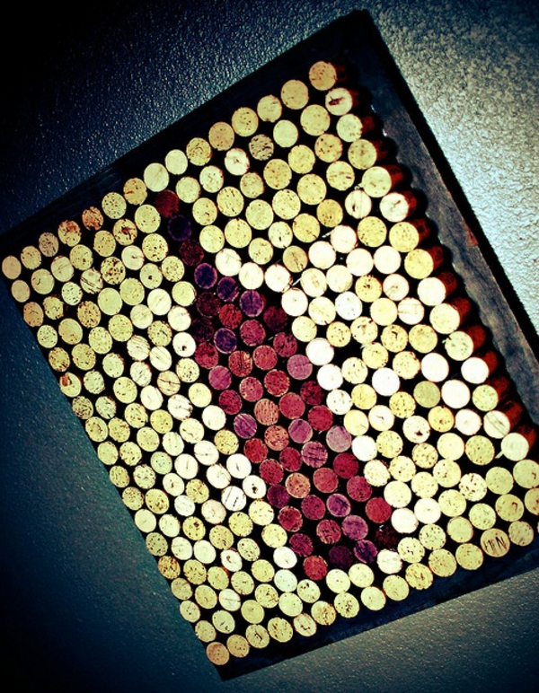 Craft installation art cork wine bottle red