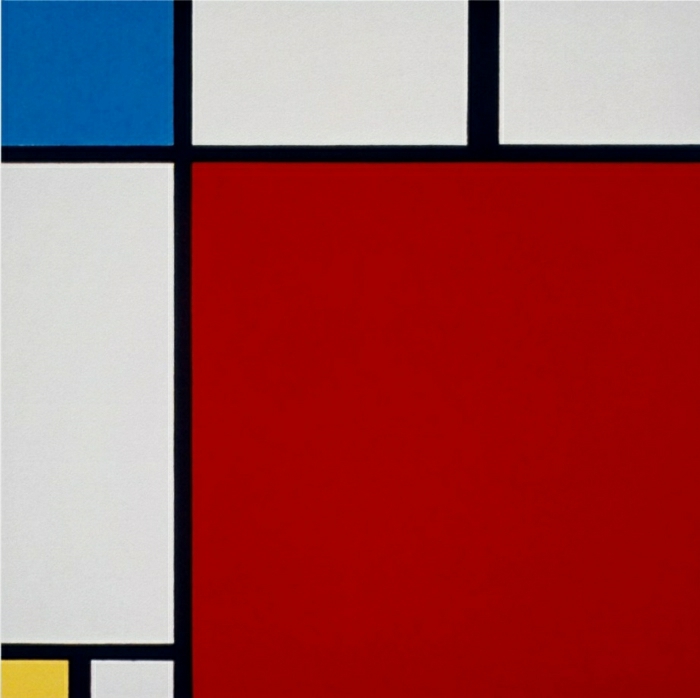Bauhaus style Piet Mondrian composition red yellow blue