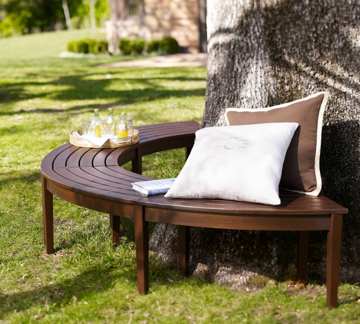 Tree bench gray semicircle pillow