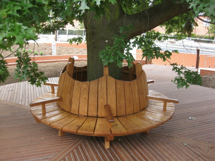 Tree bench gray downtown rustic
