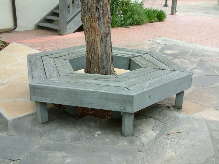 Tree bench gray hexagon
