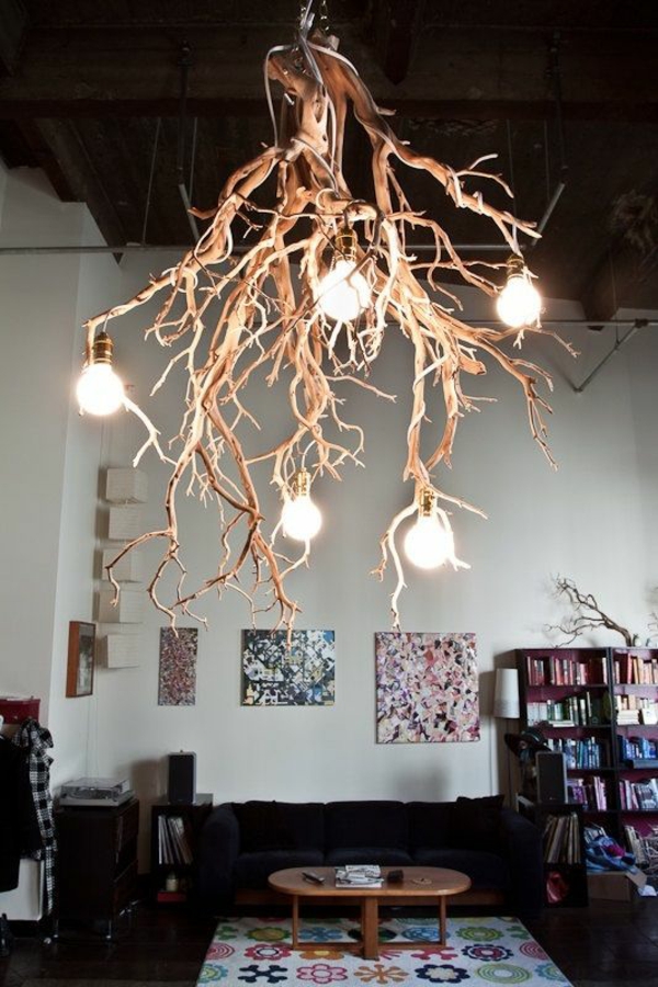Ideas de iluminación para la sala de estar fresca ramas de la sala de bombillas de luz