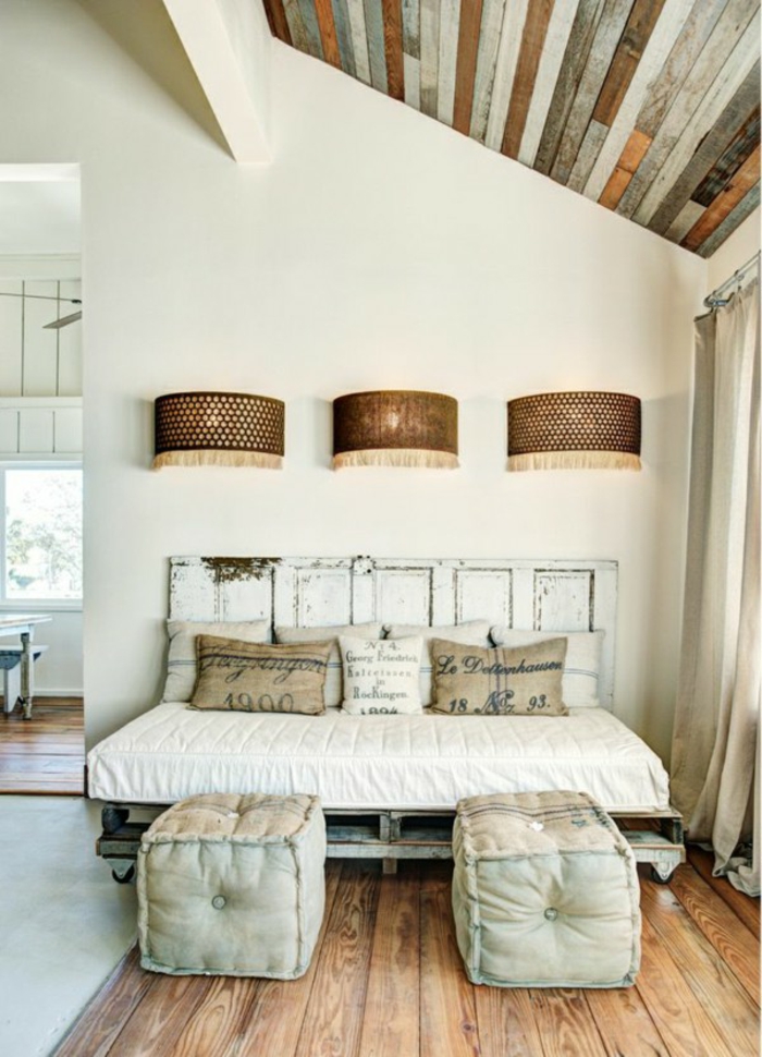 Canapé-lit fait de palettes palettes meubles de lit fait de palettes ensemble idées de chambre à coucher NEW11