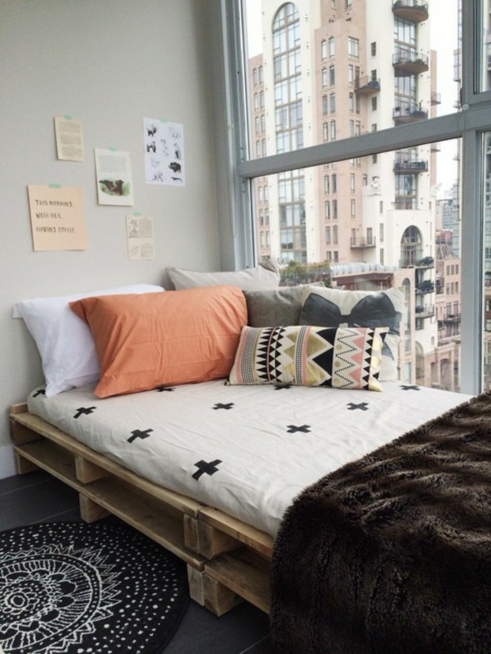 Cama de paletas sofá de paletas paletas cama muebles de palets juntos ideas de dormitorio NEW13