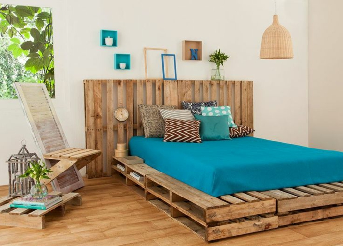 Cama de paletas sofá de paletas paletas cama muebles de palets juntos ideas de dormitorio NEW16