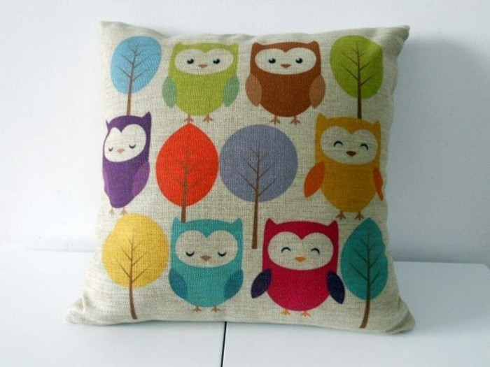Pictures owls accessories deco colored owls pillow