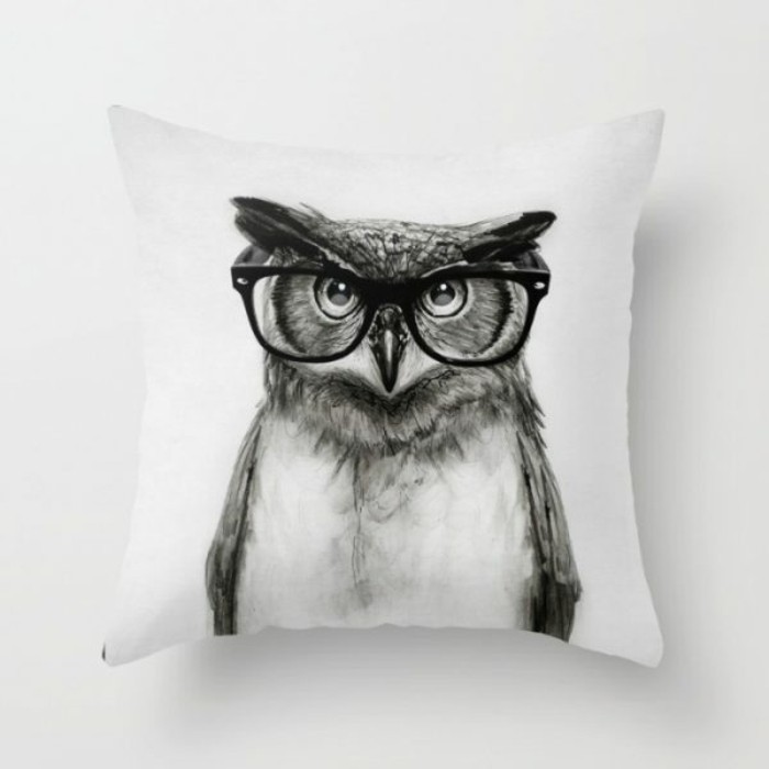 Images Owls Accessories Sofa Cushion Owl with glasses