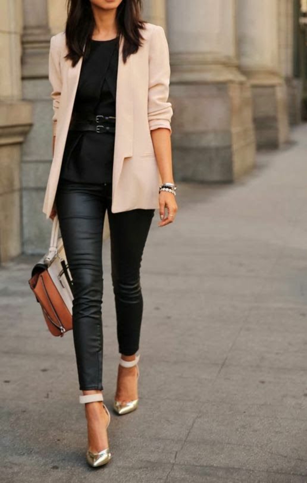 Business Fashion Ladies Business Outfit Mujer Casual Blazer Crema