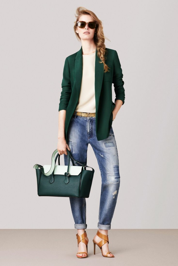 Obchodní móda dámy Business Outfit Žena ležérní sportovní sako zelená