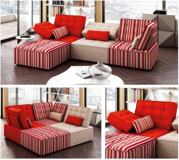 Chaise longue sofa møbler beige og rød