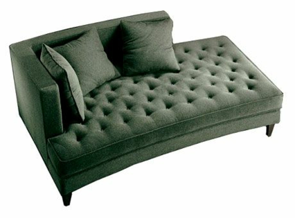 Chaise longue sofa møbler grøn med knapper