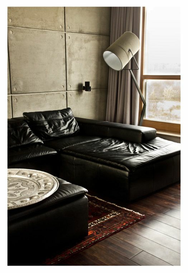 Chaise longue sofa flotte møbler læder sort