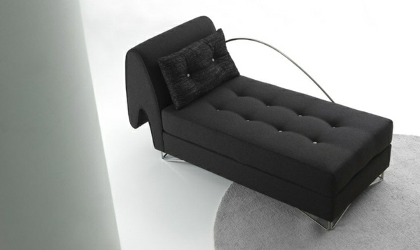 Chaise longue sofa flotte møbler svart med knapper