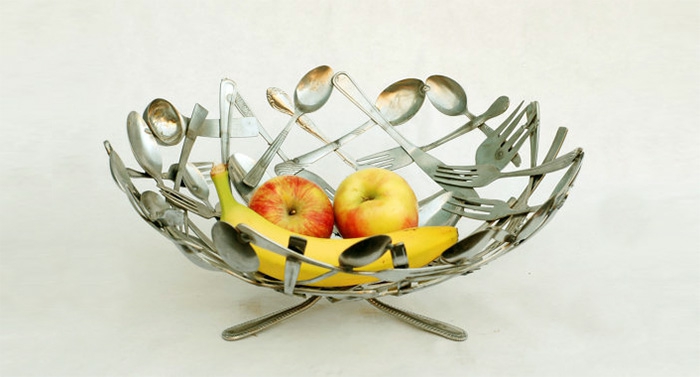 upscaling nápady kuchyňské náčiní ze starých dělá nové nápady řemesla vzory DIY řemesla nápady staré kuchyňské nádoby ovoce miska ze starých příborů
