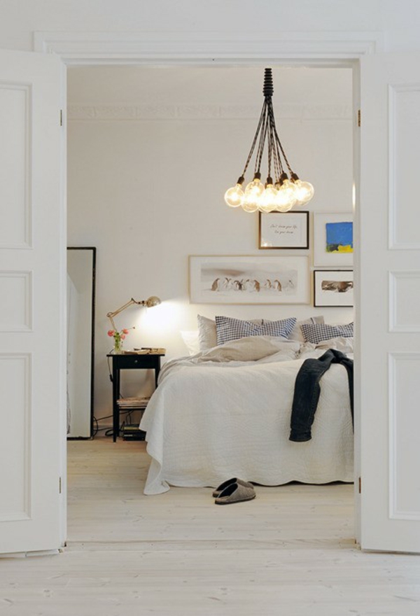 Cool lamp Deco idee-wit slaapkamer