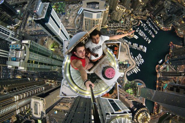 Selfies foto's van zichzelf uitermate stad